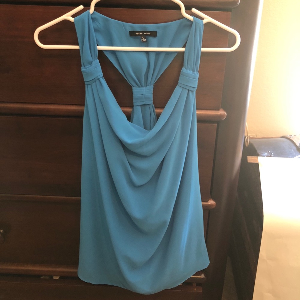 naked zebra light blue sleeveless blouse